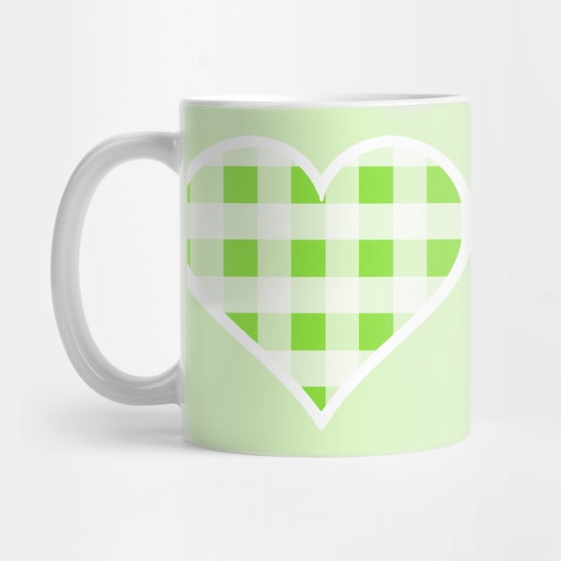 Apple Green and White Buffalo Plaid Heart by bumblefuzzies